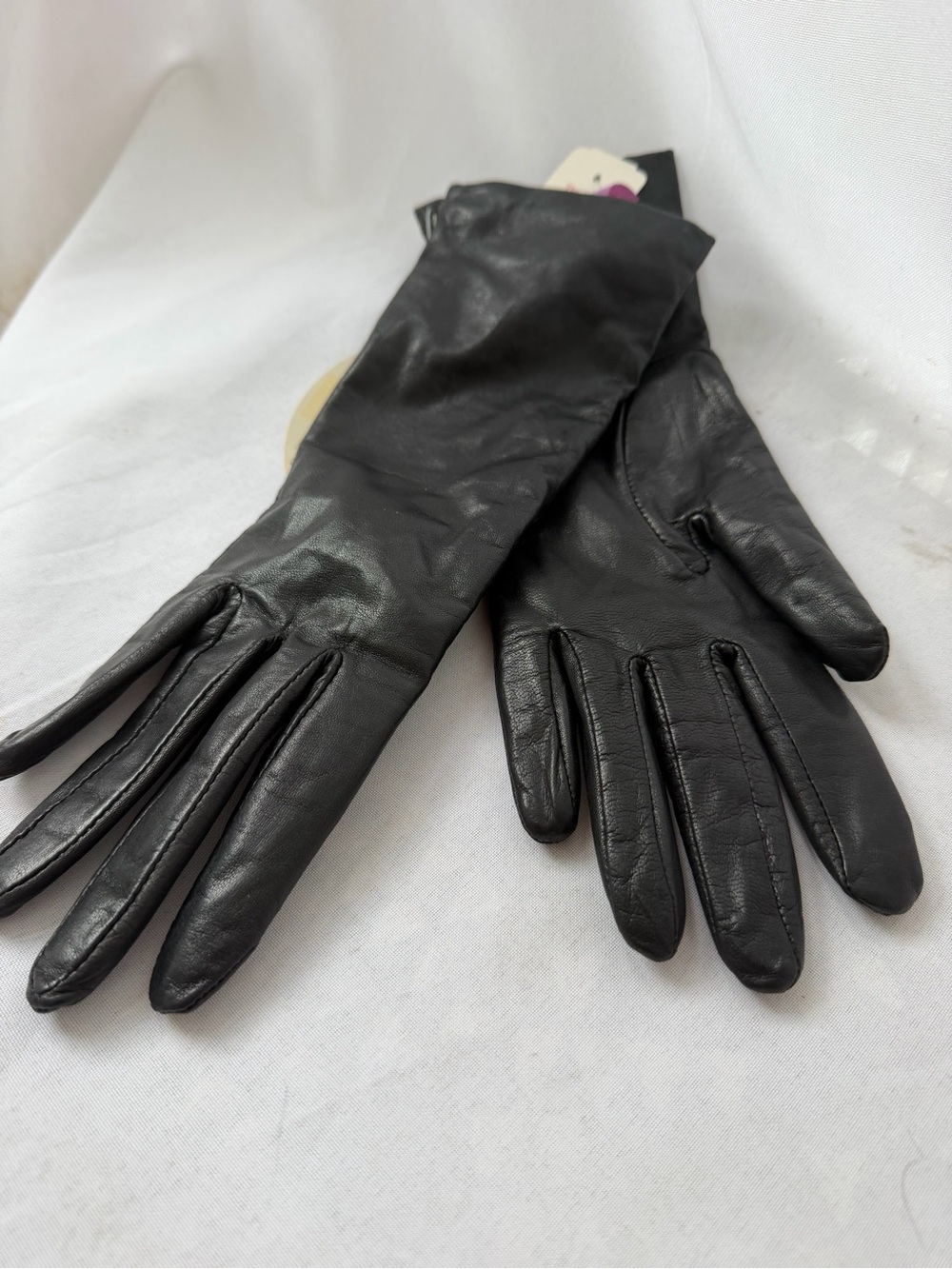 Grandoe Black Leather Cashmere Lined Gloves 7.5 NWT Lord & Taylor